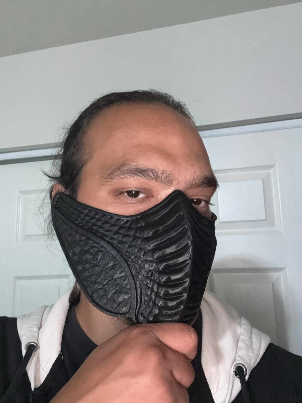 Black 3D printed ninja half-mask